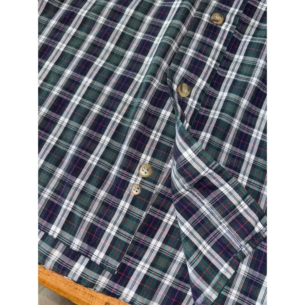 Mens Sutter & Grant Green Navy Plaid Long Sleeve Button Down Shirt Pocket XLT - Picture 4 of 7